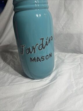 Mason Glossy Aqua Ceramic Jar Vase
